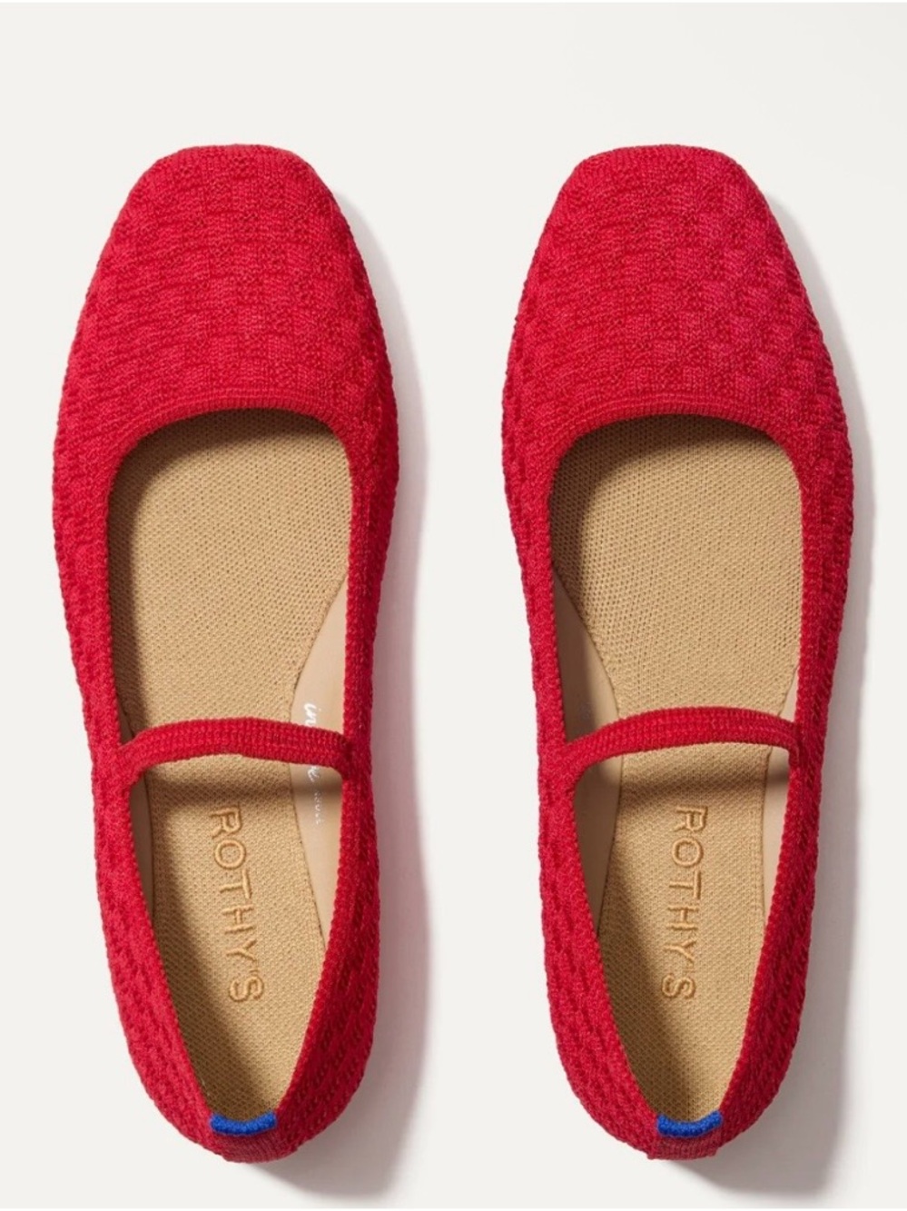 Rothy's Red Max Square Mary Jane Knit Flats
